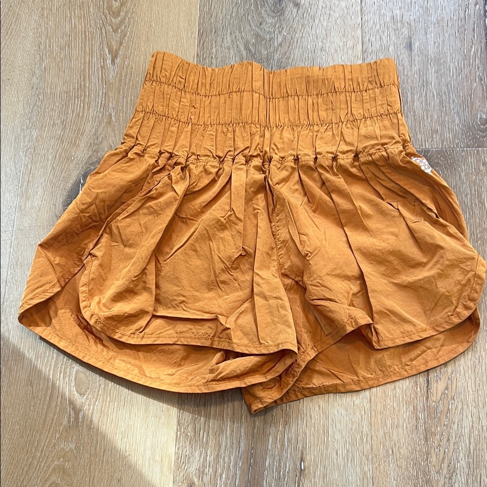 Free People Movement Women's Orange High-Waisted Shorts XS